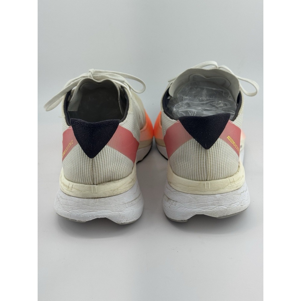 adidas Adizero Boston 12 Cloud White Aurora Solar Red Glass Fibre Men's SIZE 9.5 - Picture 3 of 9